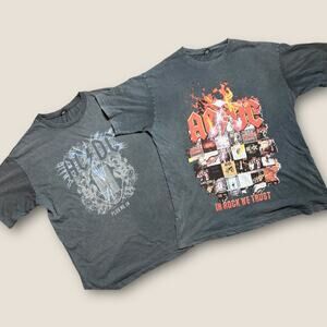 ACDC Band T Shirt Lot Of 2 Mens Medium Rock Graphic Tee Bundle M01